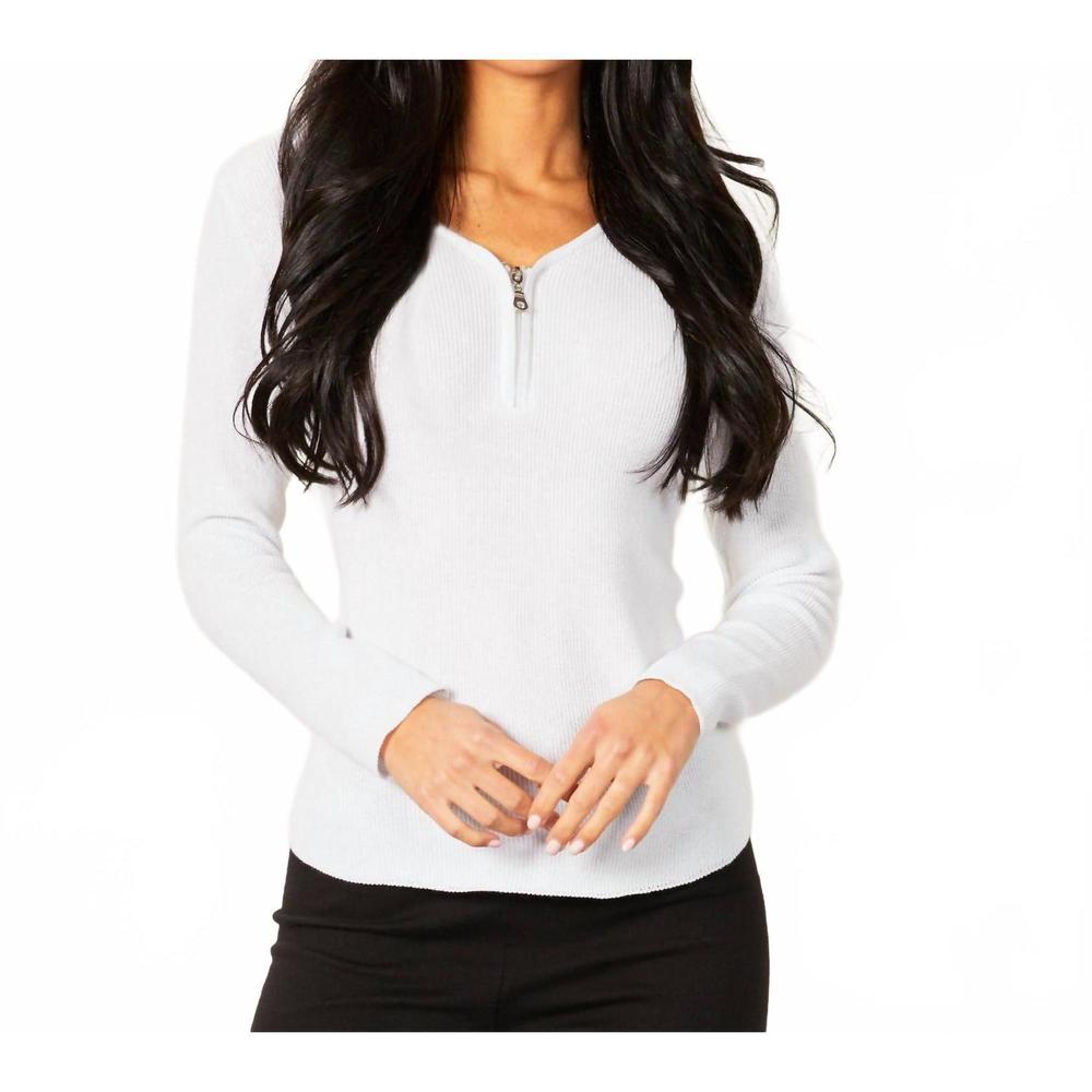 NEW ANGEL APPAREL zip v-neck top in white
